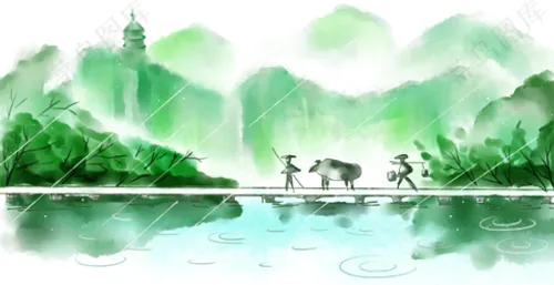 雨水-节气装饰元素