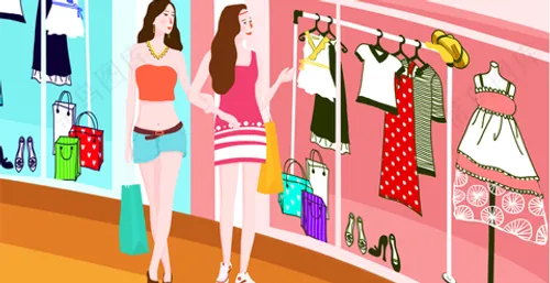 插画-城市生活 购物