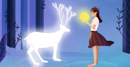 插画-女孩历险记