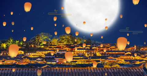 背景-中秋·万家灯火